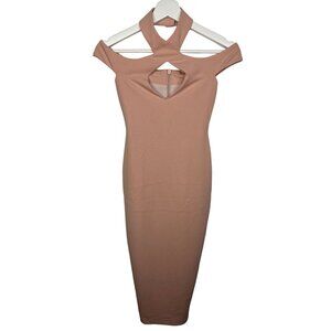 Nookie Hollywood Midi Dress Women’s XS Blush Bodycon Cocktail Party NWT